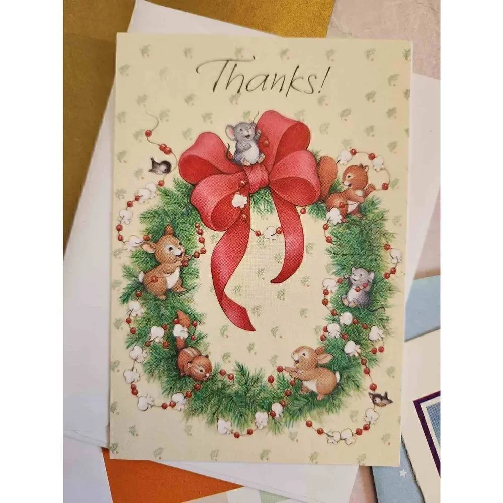 Vintage blank greeting cards 90s 70s Thank you wedding engagement rainy day